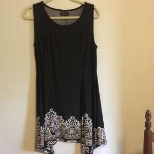 Nylon black dress with white graphic design